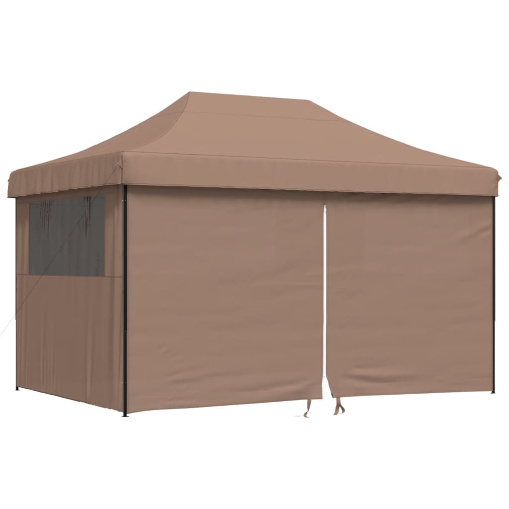 Vidaxl Partytent Foldable Pop-Up With 4 Side Walls Brown