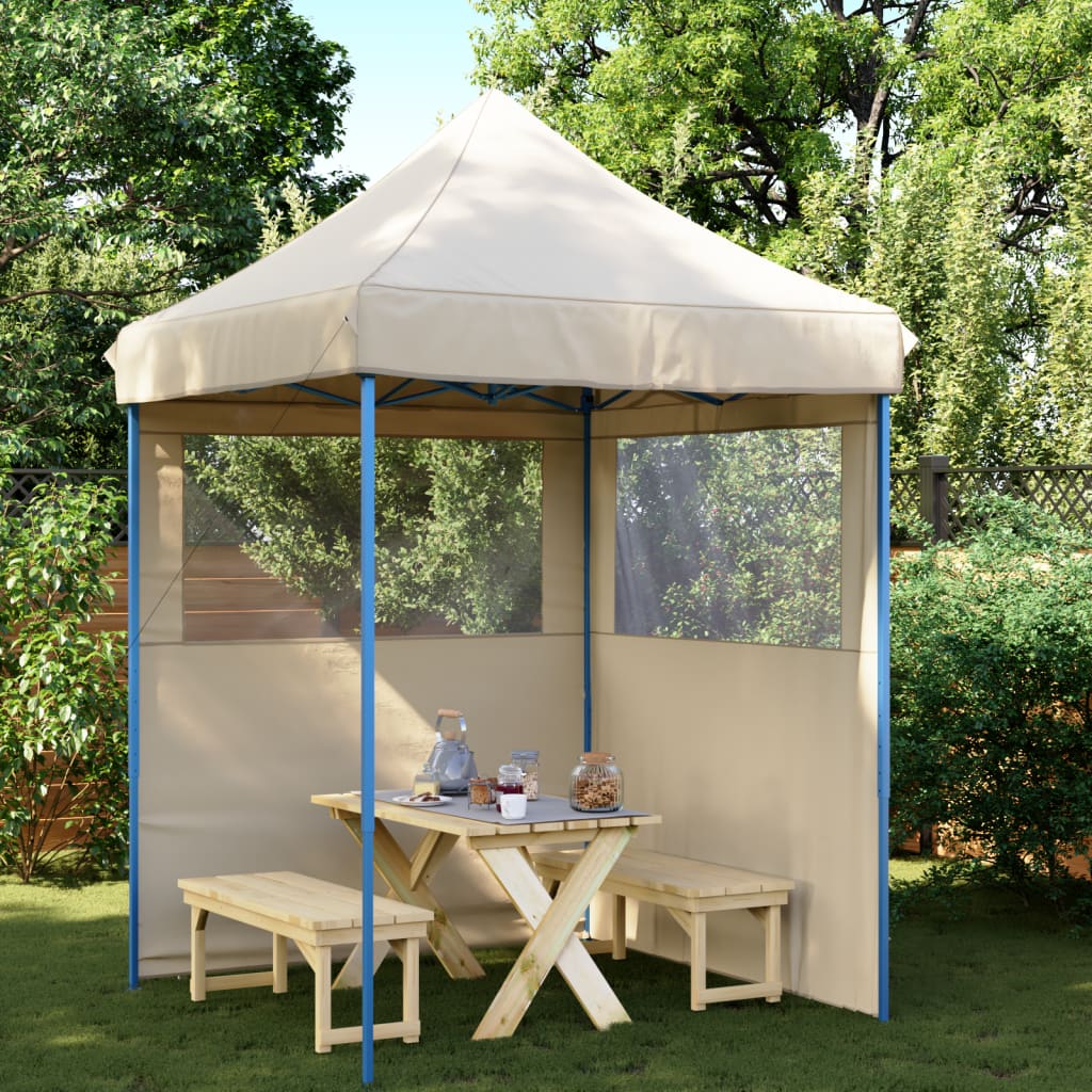 Vidaxl PartyTent sammenleggbar pop-up med 2 sidevegger beige