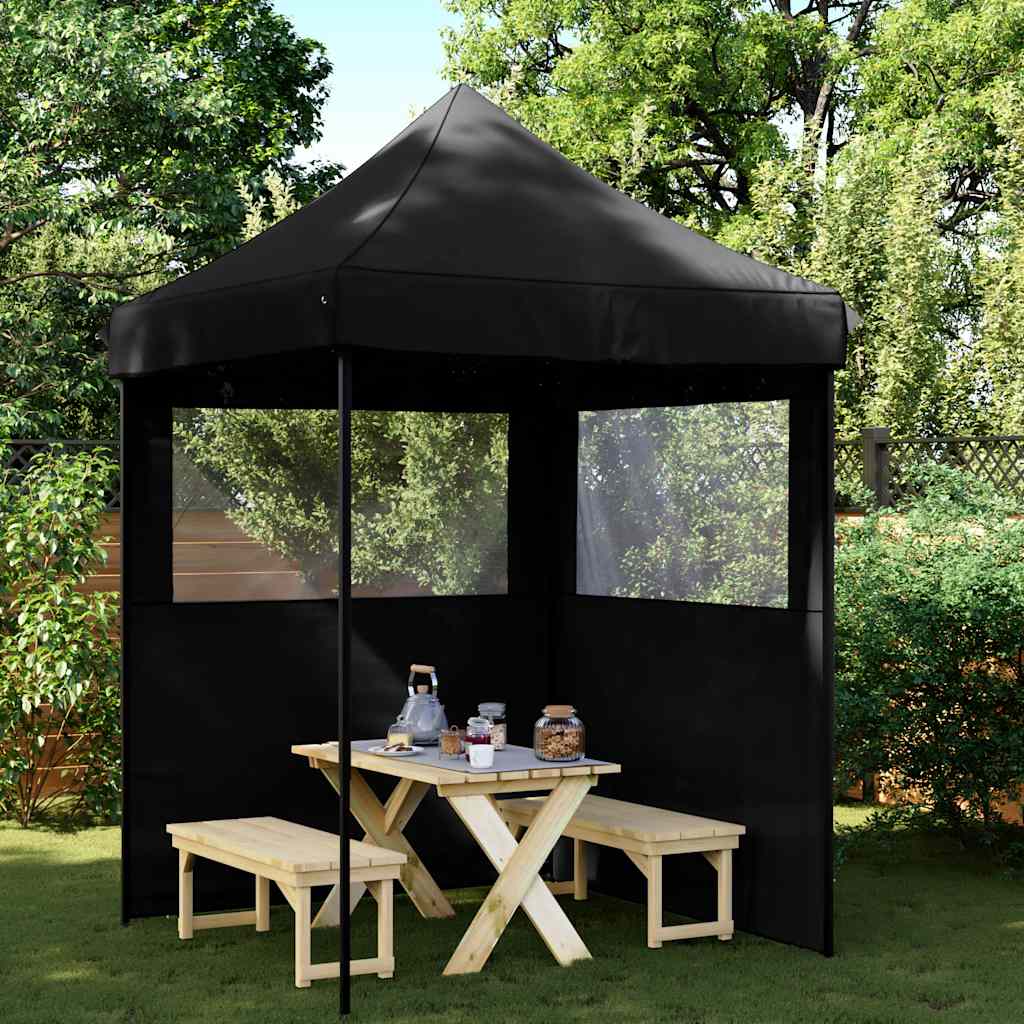 Vidaxl partytent inklapbaar pop-up met 2 zijwanden zwart
