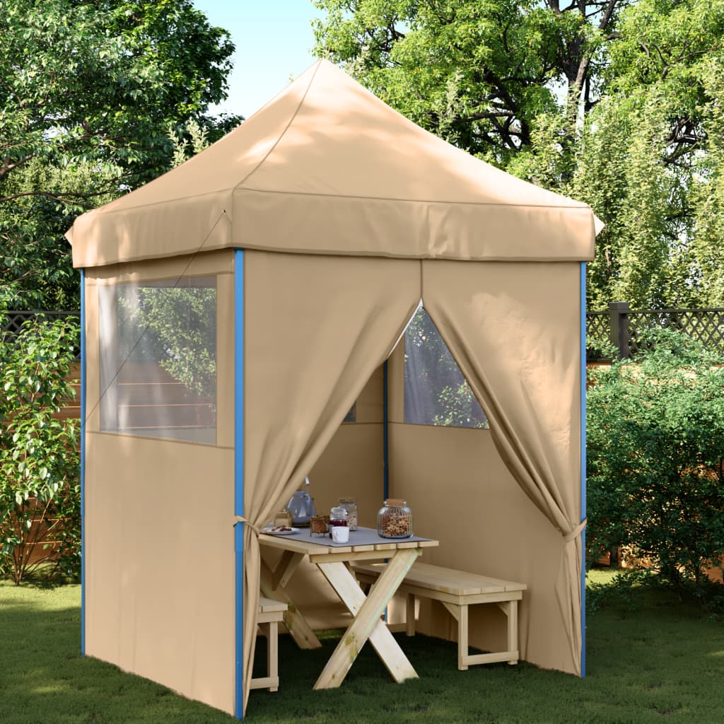 Vidaxl Partytent Foldable Pop-Up with 4 side walls Beige