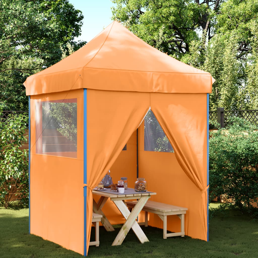 Vidaxl PartyTent Plegable plegable con 4 paredes laterales naranja