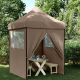 Vidaxl partytent inklapbaar pop-up met 4 zijwanden bruin