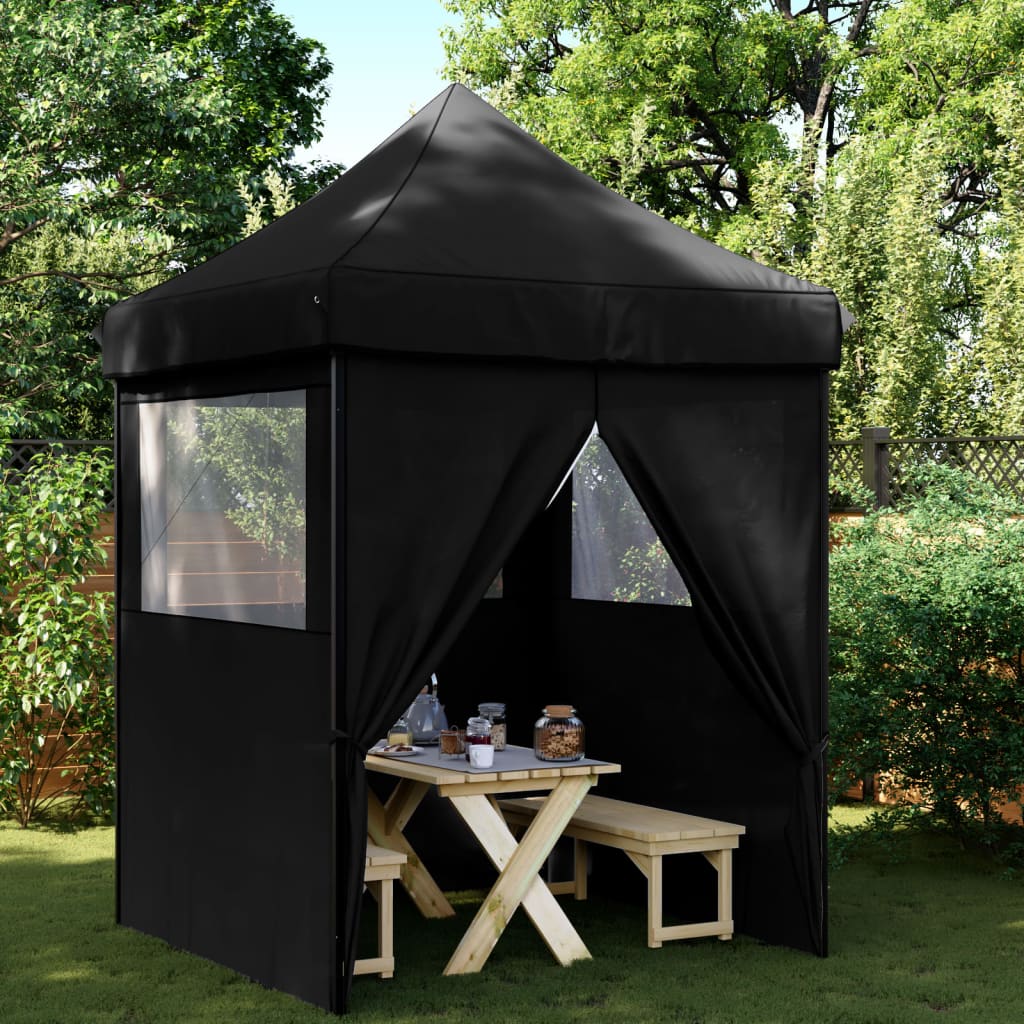 Vidaxl partytent inklapbaar pop-up met 4 zijwanden zwart
