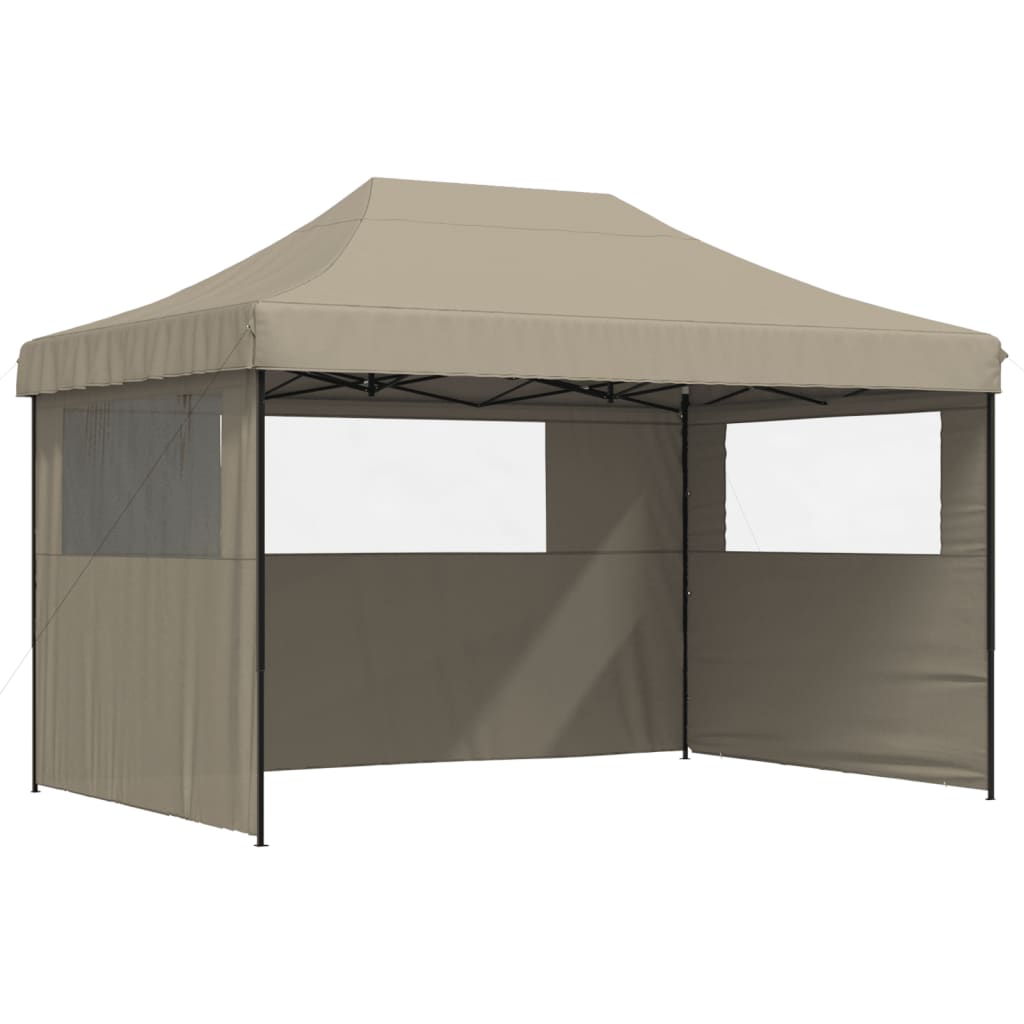 Vidaxl PartyTent sammenleggbar pop-up med 3 sidevegger taupe