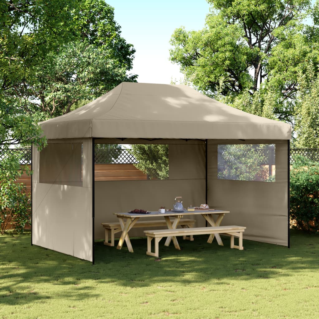 Vidaxl PartyTent Poplep-Up con 3 paredes laterales Taupe