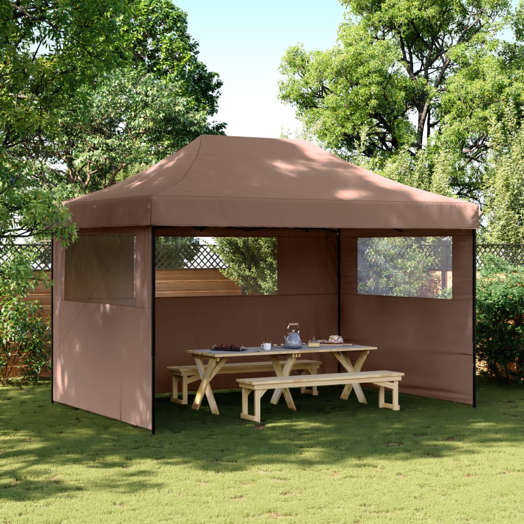 Vidaxl Partytent Polable Polable avec 3 murs latéraux marron