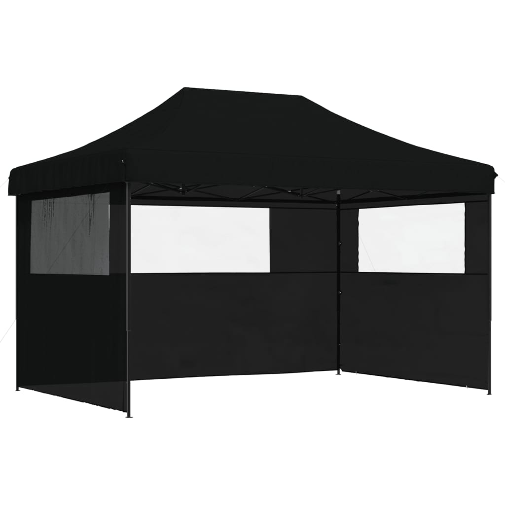 Vidaxl Partytent Foldable Pop-Up With 3 Side Walls Black