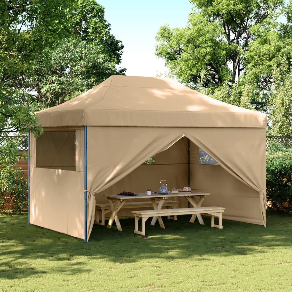 Vidaxl PartyTent Polable Polable avec 4 murs latéraux beige