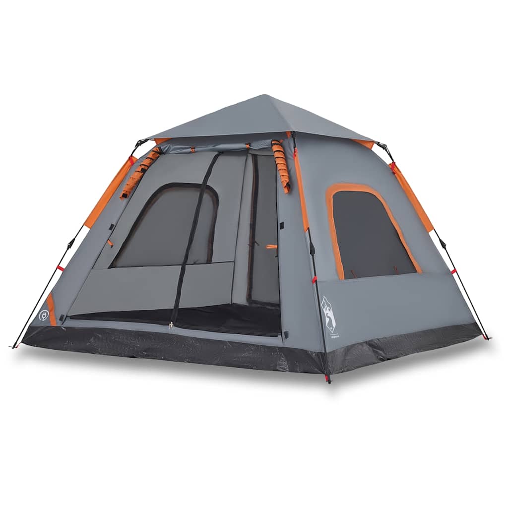 Vidaxx Kuppelzelt 5-Personen-Schnellspanner Grau und Orange