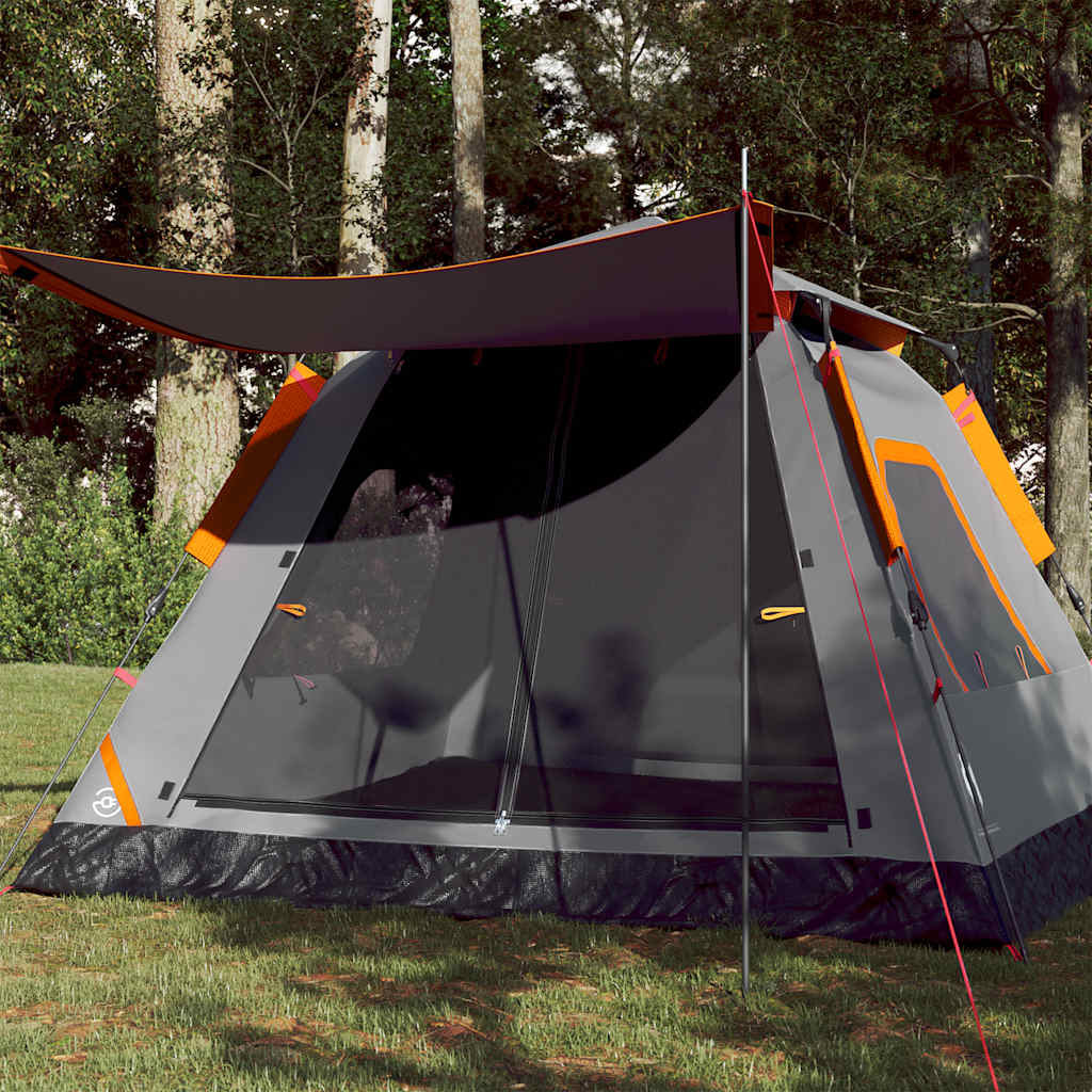 Vidaxx Kuppelzelt 5-Personen-Schnellspanner Grau und Orange