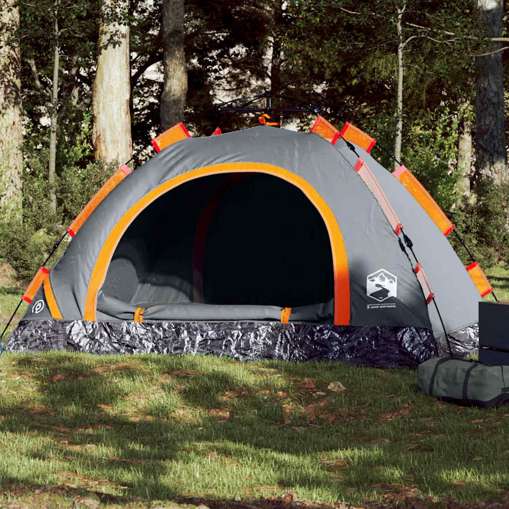 Vidaxl Tent 4 Person Fast Release Grey and Orange