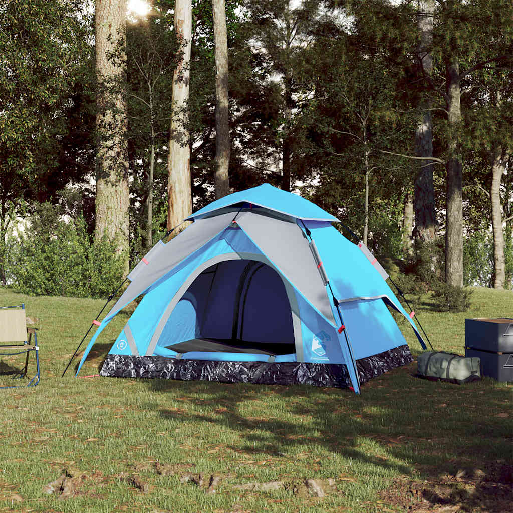 Vidaxl Dome Tent de 3 personas Liberación rápida Azul