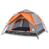 Vidaxl Dome Tenda 3 persone Rilascio veloce grigio e arancione