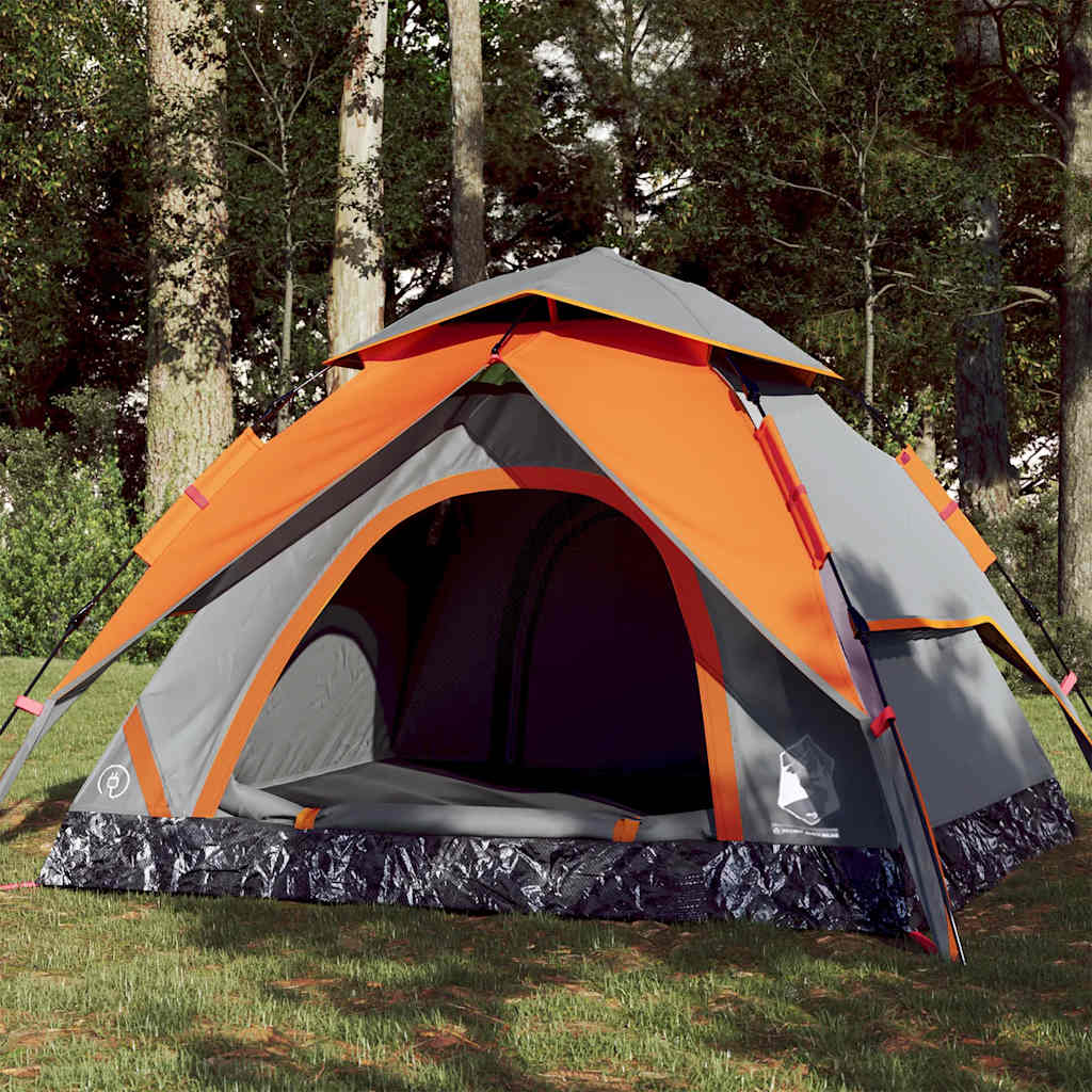 Vidaxl Dome Tält 3-person Fast Release Grey and Orange