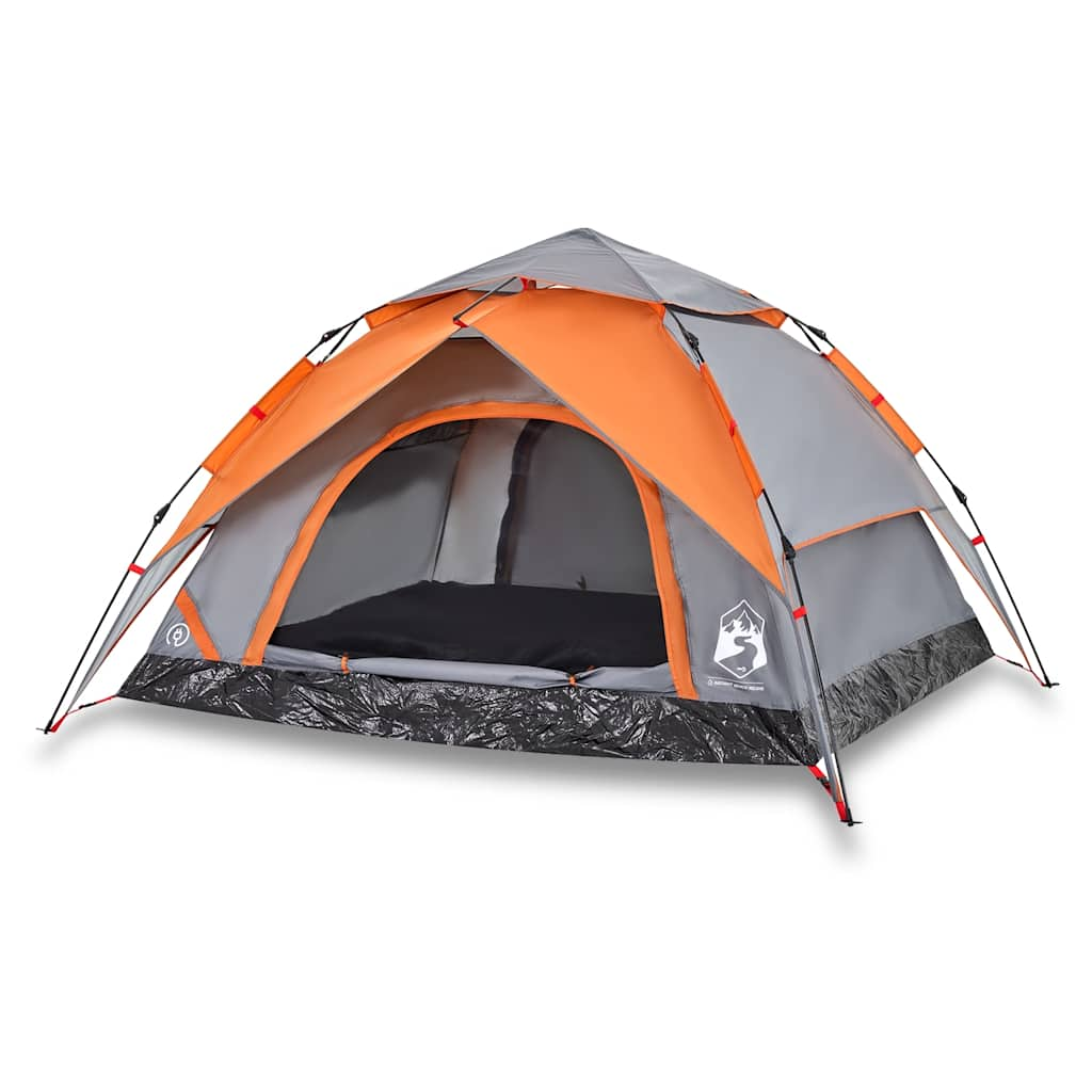 Vidaxl Dome Tenda Release veloce di 4 persone Grey and Orange