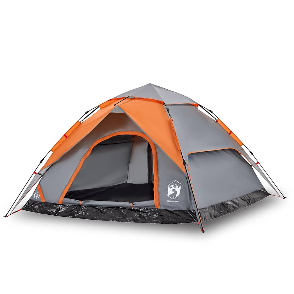 Vidaxl Dome Tent de 5 personas Liberación rápida de gris y naranja