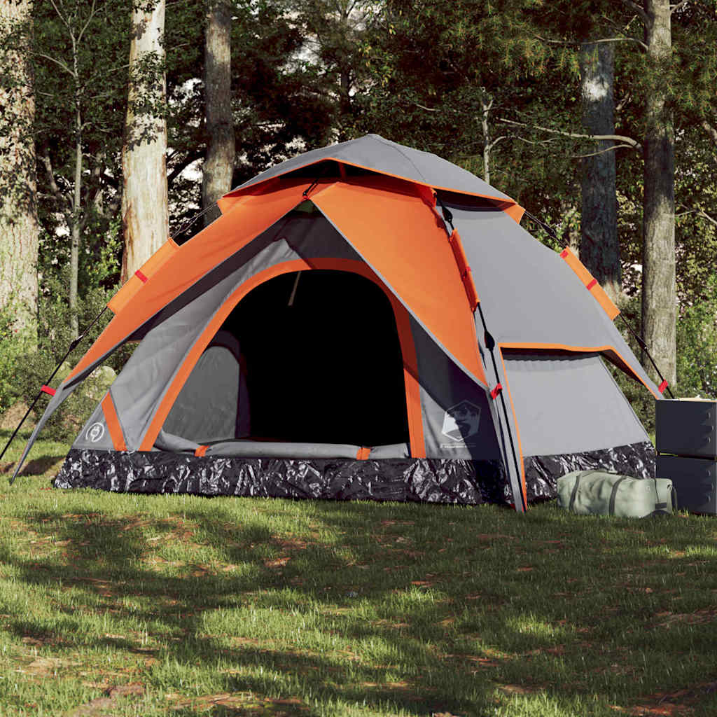 Vidaxx Kuppelzelt 5-Personen-Schnellspanner Grau und Orange