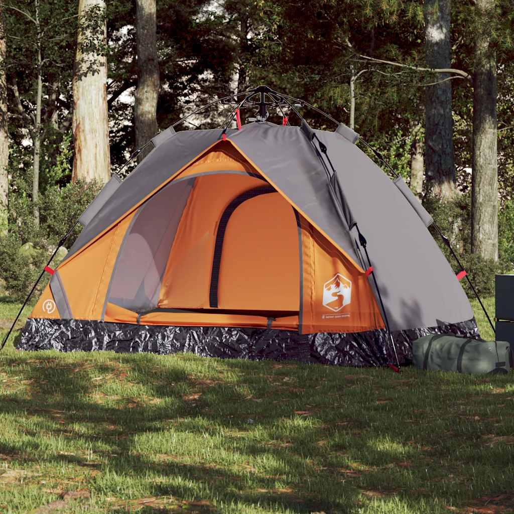 Vidaxx Kuppelzelt 2-Personen Schnellspanner Grau und Orange