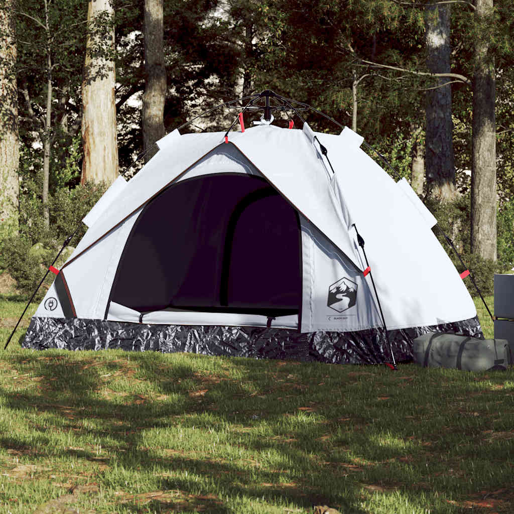 Vidaxl dome tente 2 personnes Fast Release Blackout tissu blanc