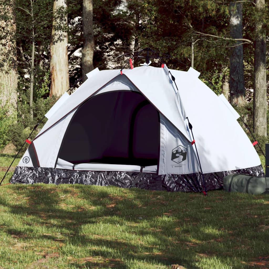 Vidaxl Dome Tält 3-person Fast Release Blackout Tyg White