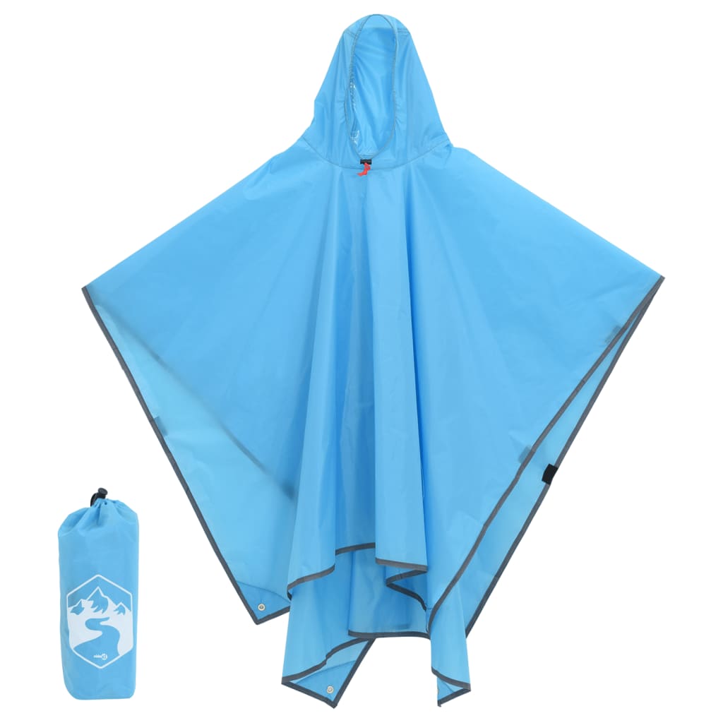 Vidaxl Rain Poncho med Hood 2-i-1 Design 223x145 cm blå