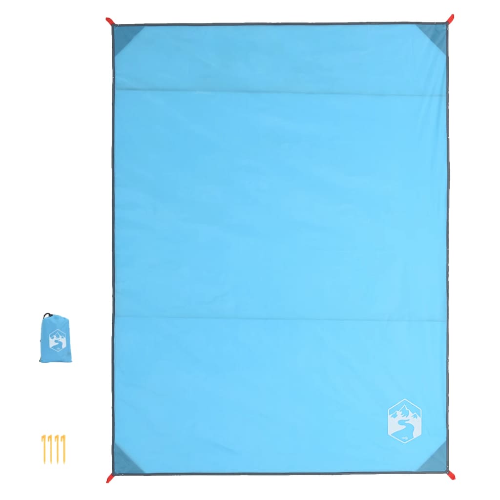 Vidaxl picnic rug with pegs 205x155 cm blue