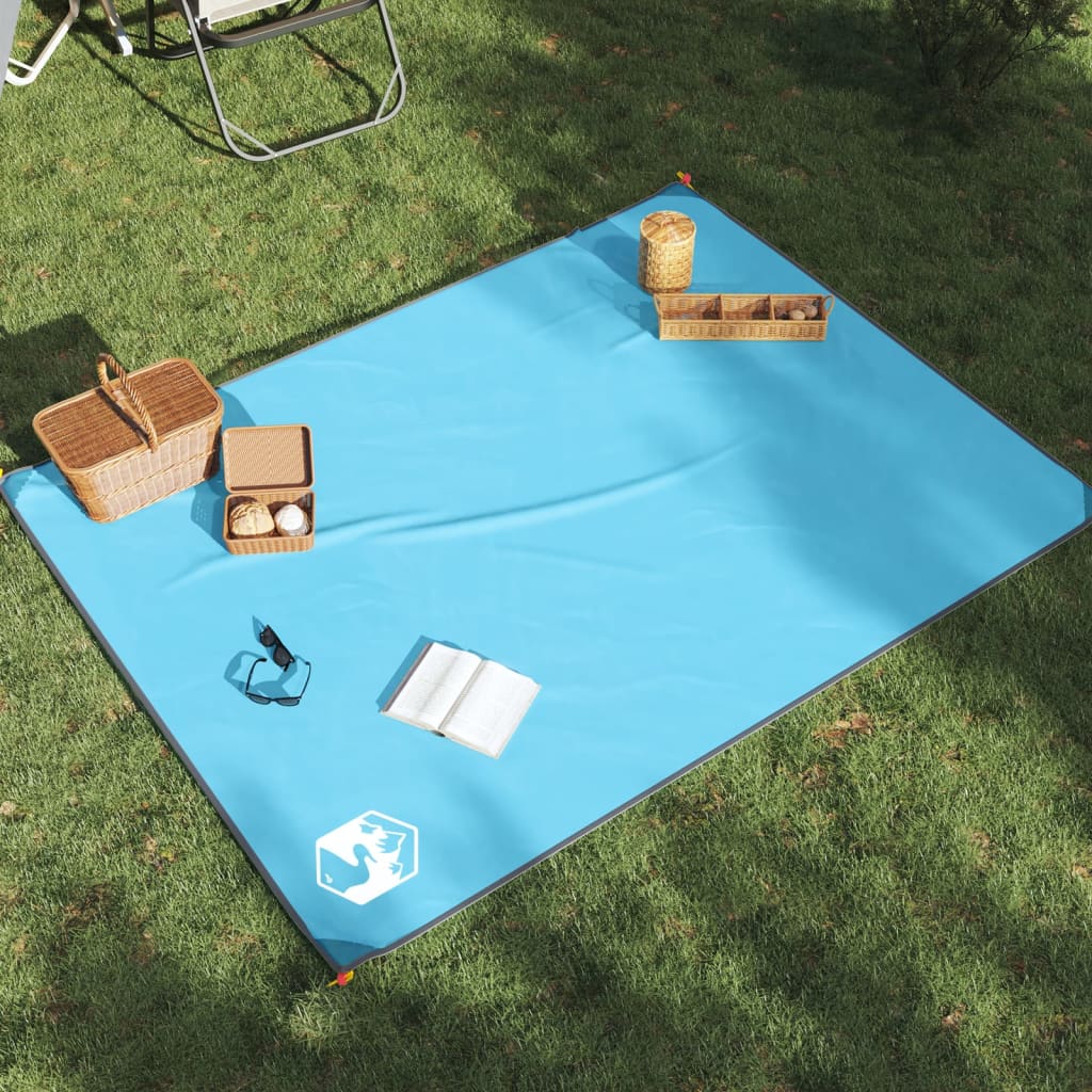 Vidaxl picnic rug with pegs 205x155 cm blue