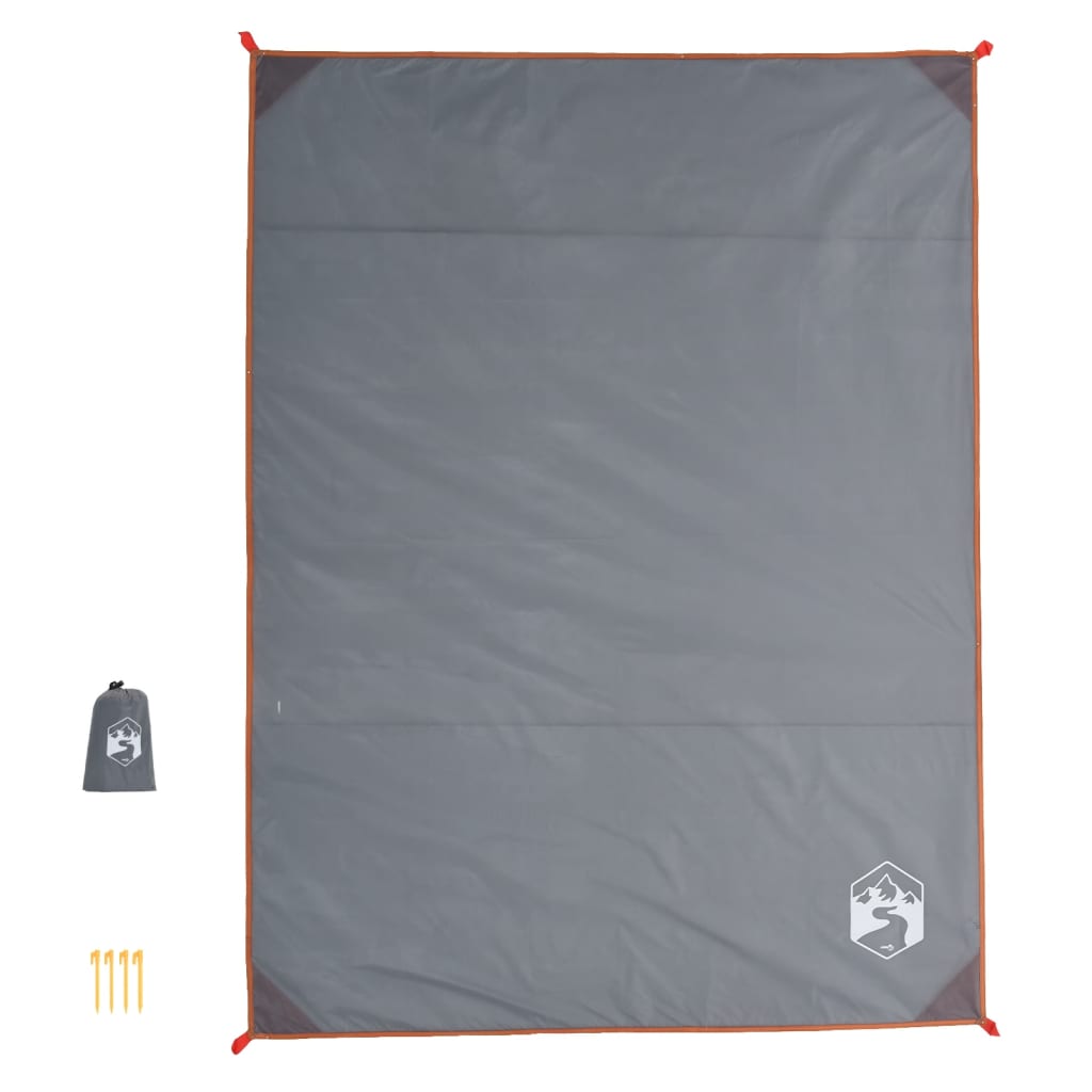 Vidaxl picnic rug with pegs 205x155 cm gray and orange