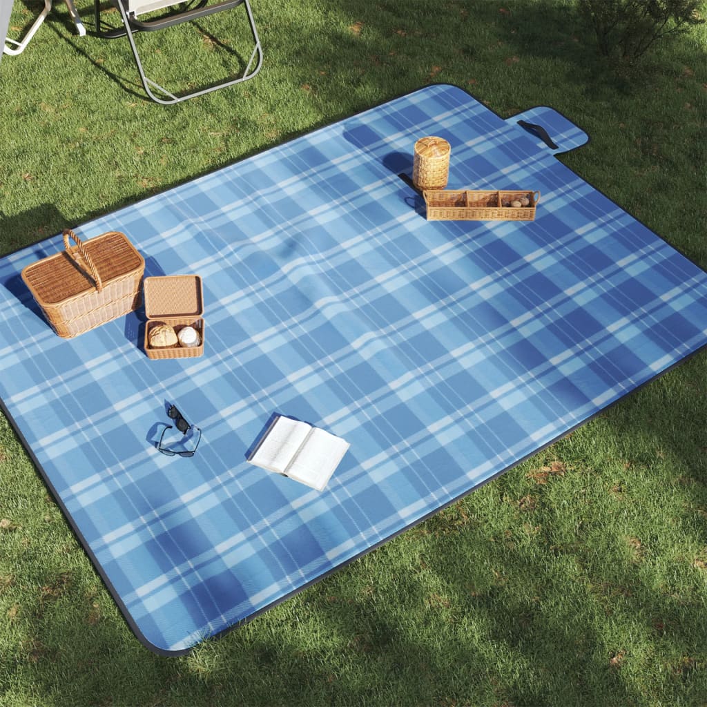 VIDAXL PICNIC RUV FALTABLE COURED 200X150 CM VELVET BLUE