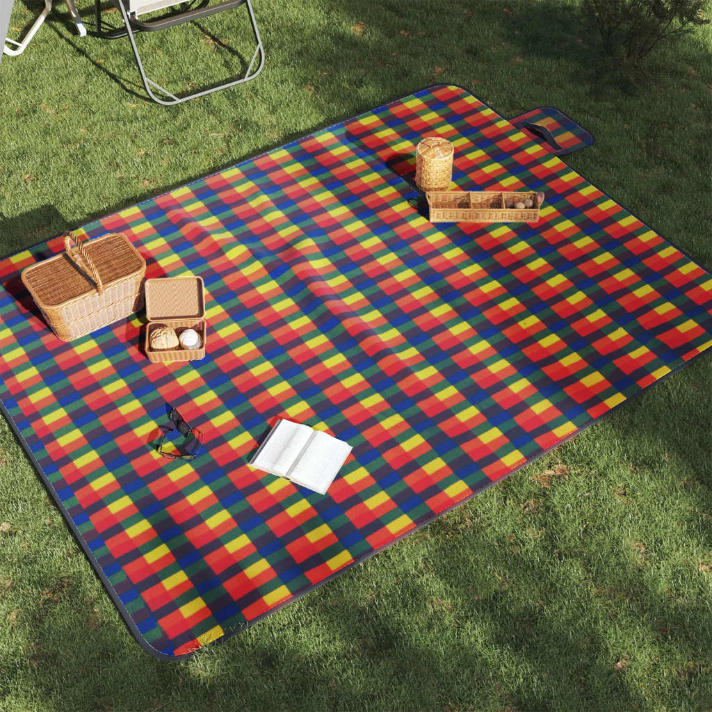 Vidaxx faltbare Picknickdecke kariert 200x150 cm Samt mehrfarbig