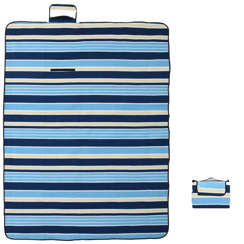 VidaXL Picknickdecke faltbar gestreift 200x150 cm samtblau weiß