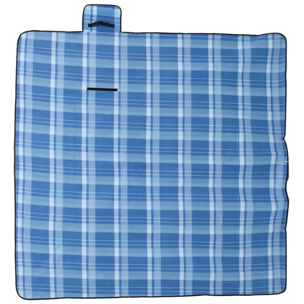 Vidaxl Picnic rug foldable checkered 200x200 cm velvet blue