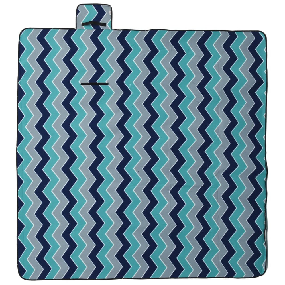 Vidaxx faltbare Picknickdecke Wellen 200x200 cm samtblau