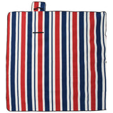 VidaXL Picknickdecke faltbar Streifen 200x200 cm Samt blau rot