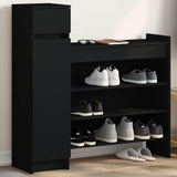 VidaXL Schuhschrank 100,5 x 28 x 100 cm, lackiertes Holz schwarz