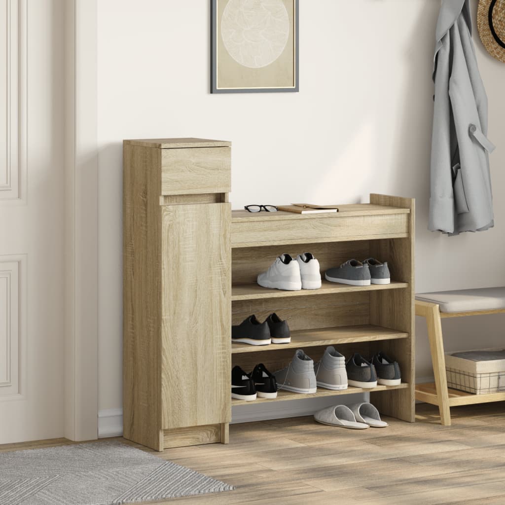 VidaXL Schuhschrank 100,5 x 28 x 100 cm, Holzwerkstoff Sonoma-Eiche