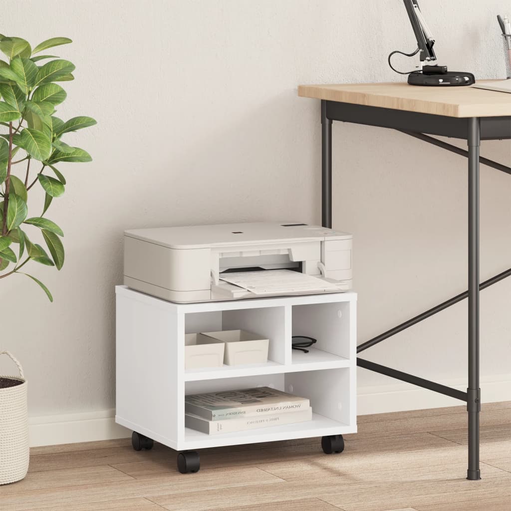 Vidaxl printerkastje met wielen 41x32x34,5 cm wit