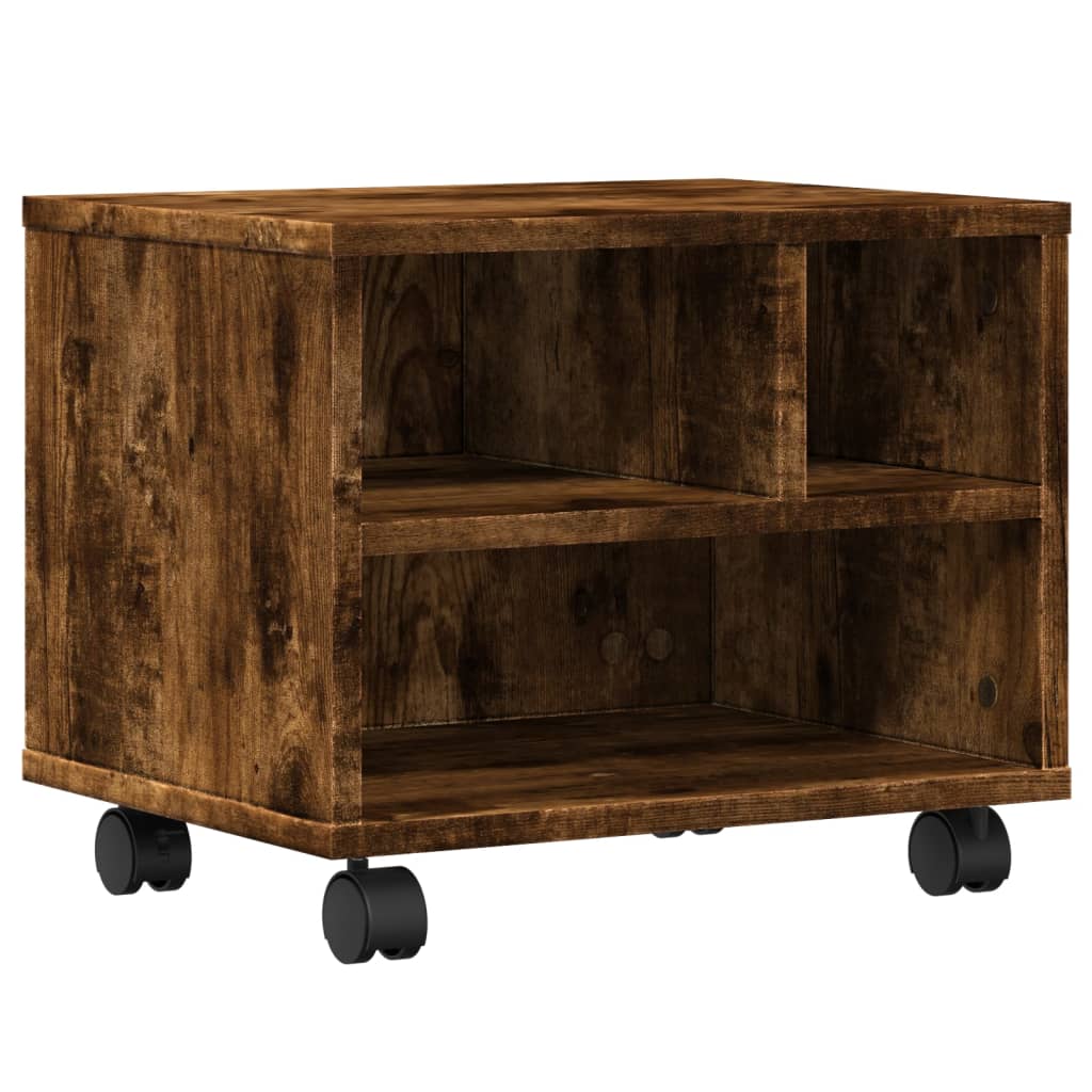 Vidaxl Dréckerkëscht mat Rieder 41x32x34.5 cm gefëmmt oak faarweg