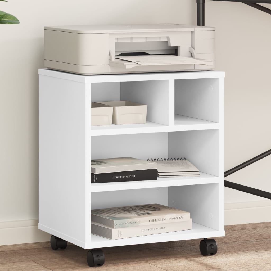 VidaXL Druckerschrank mit Rollen 41x32x48 cm weiß