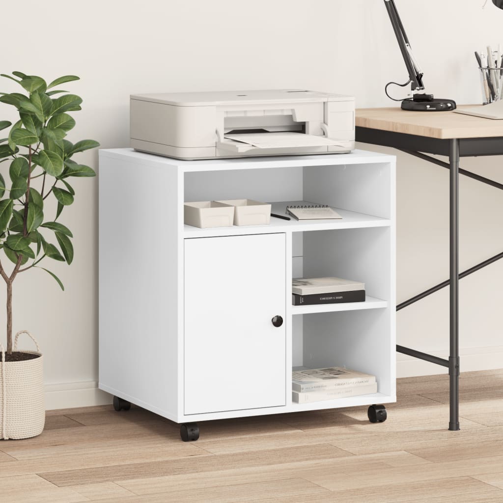 VidaXL Druckerschrank mit Rollen 60x50x67 cm weiß