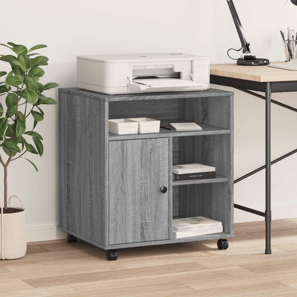 VidaXL-Druckerschrank mit Rollen 60 x 50 x 67 cm, Farbe Sonoma-Eiche grau