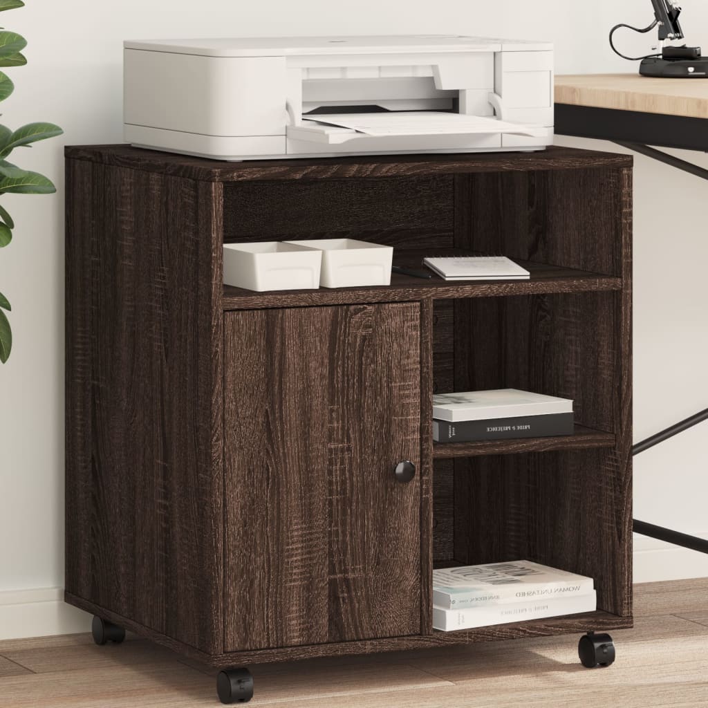 VidaXL Druckerschrank mit Rollen 60x50x67 cm braune Eiche