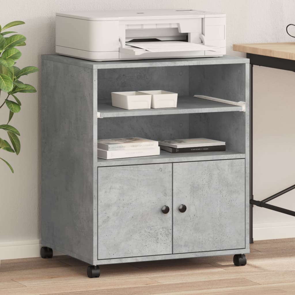 VidaXL Druckerschrank mit Rollen 60x48x74 cm betongrau