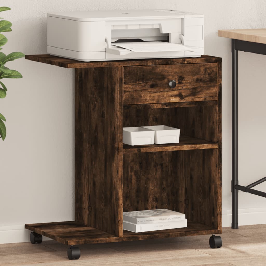 VidaXL Druckerschrank mit Rollen 60x40x68,5 cm geräucherte Eiche