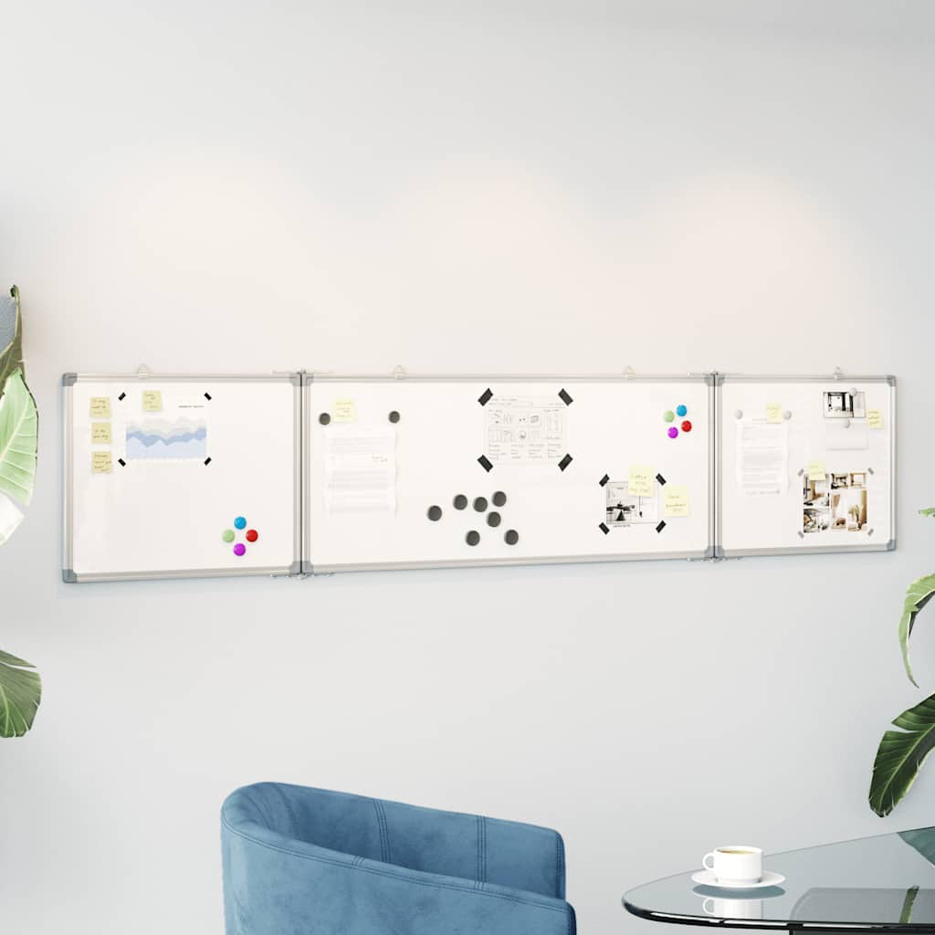 Vidaxx magnetisches faltbares Whiteboard 200x40x1,7 cm Aluminium
