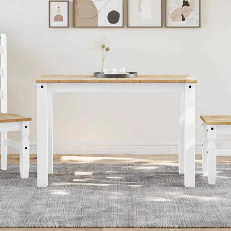 Vidaxl eettafel panama 112x60x75 cm massief grenenhout wit