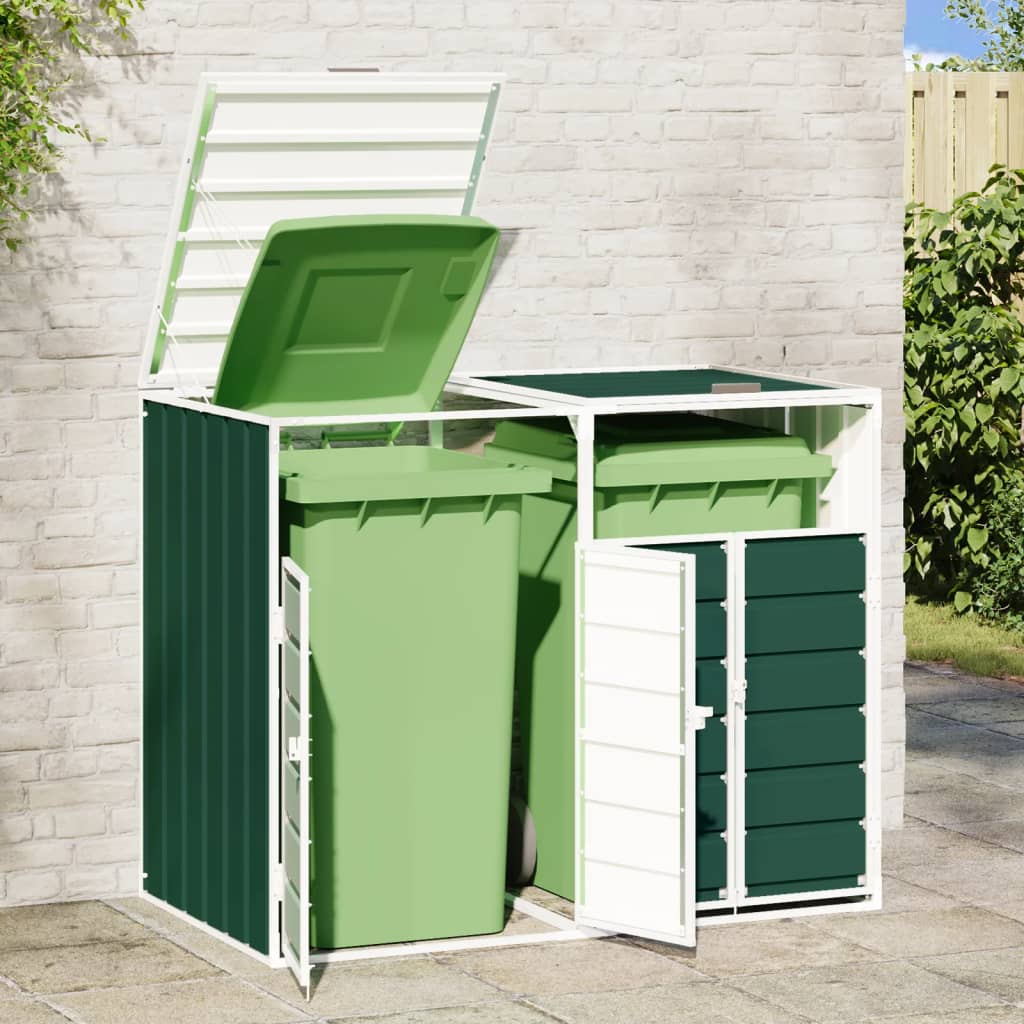Vidaxx Containeraufbewahrung für 2 Container 144x81x113 cm Stahl grün