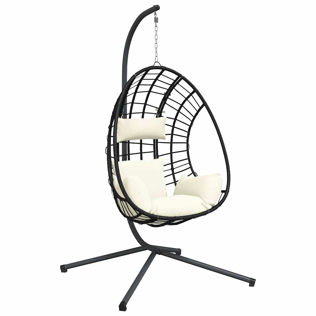 Vidaxl hangstoel met standaard rattan en staal beige