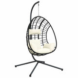 Vidaxl hangstoel met standaard rattan en staal beige