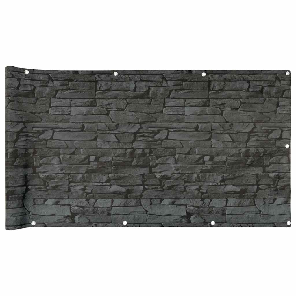 Vidaxx Balkonsichtschutz Steinmuster 1000x75 cm PVC grau